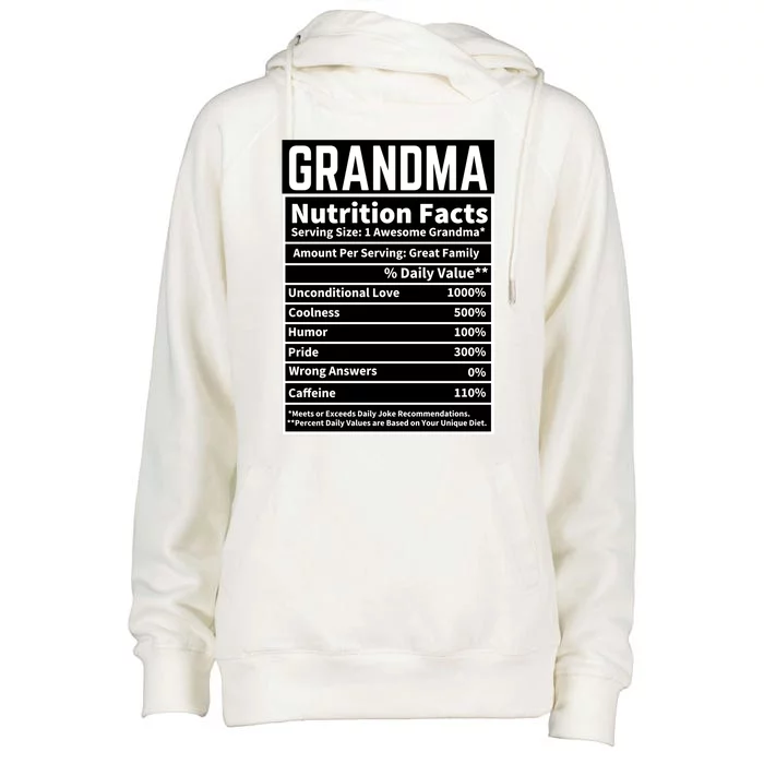 Grandma Nutrition Facts Womens Funnel Neck Pullover Hood