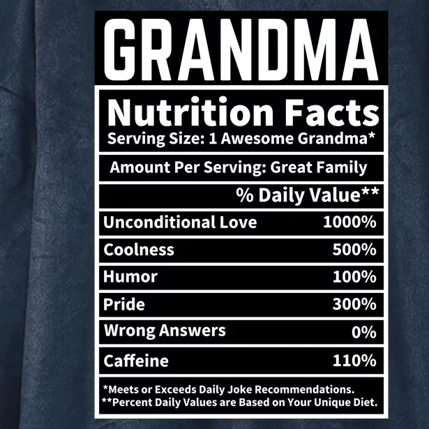 Grandma Nutrition Facts Hooded Wearable Blanket