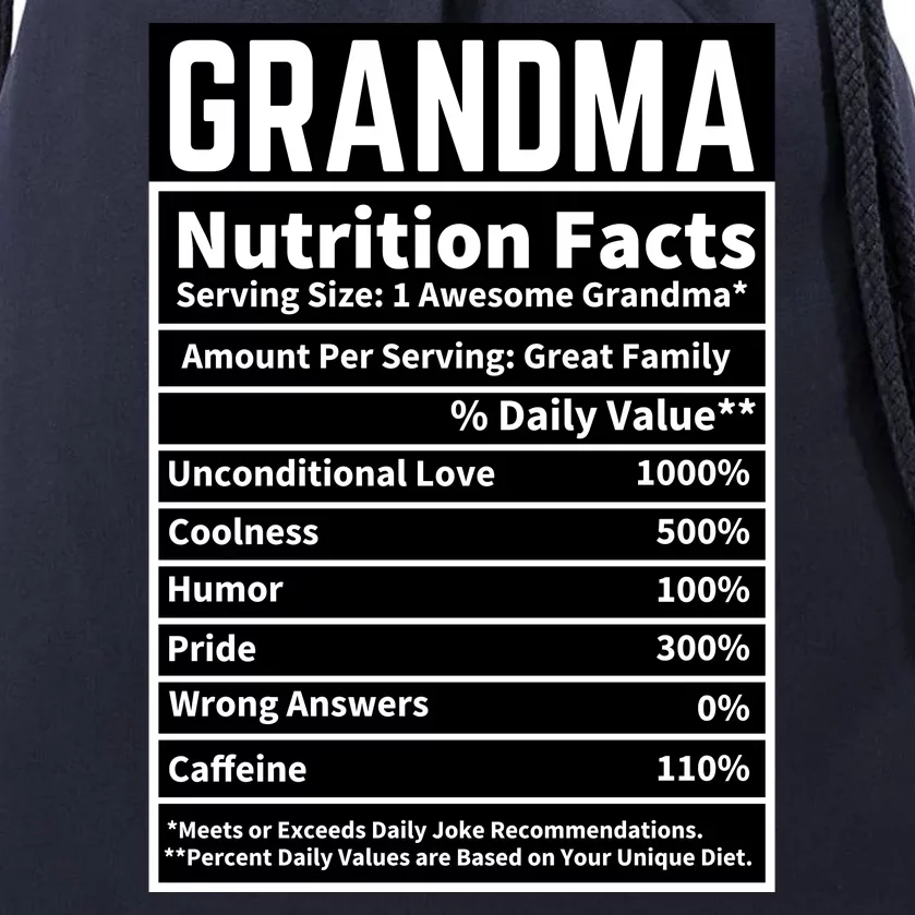 Grandma Nutrition Facts Drawstring Bag