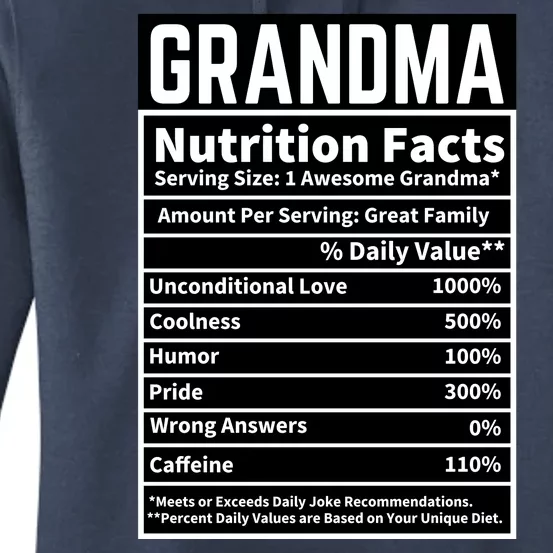 Grandma Nutrition Facts Women's Pullover Hoodie