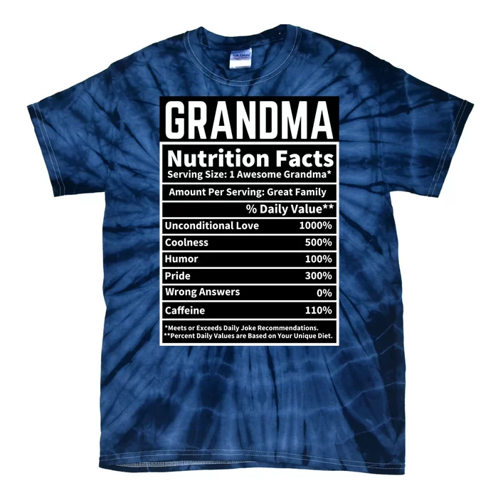 Grandma Nutrition Facts Tie-Dye T-Shirt