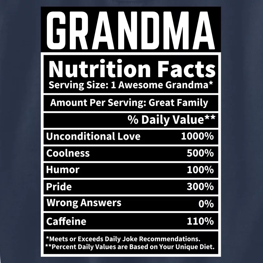 Grandma Nutrition Facts Kids Sweatshirt