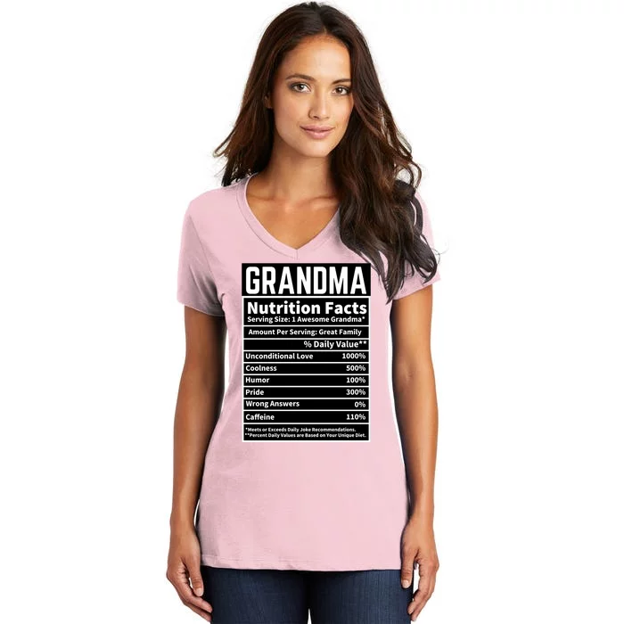 Grandma Nutrition Facts Women's V-Neck T-Shirt