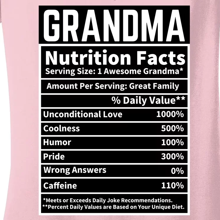 Grandma Nutrition Facts Women's V-Neck T-Shirt