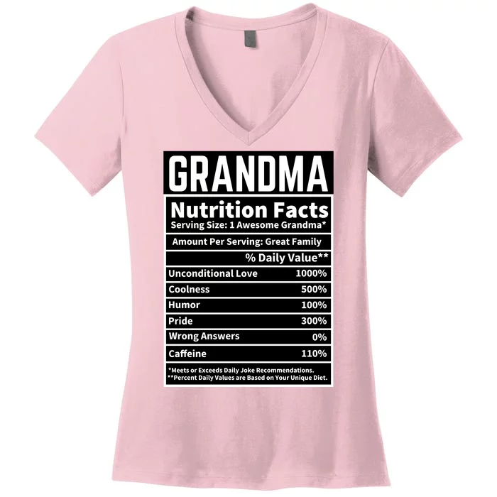 Grandma Nutrition Facts Women's V-Neck T-Shirt