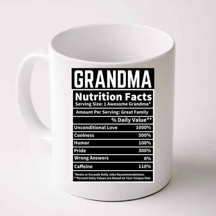 Grandma Nutrition Facts Front & Back Coffee Mug