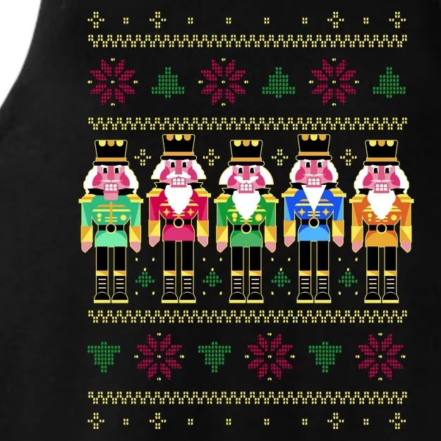 Golden Nutcracker Funny Jolly & Merry Ugly Christmas Ladies Tri-Blend Wicking Tank