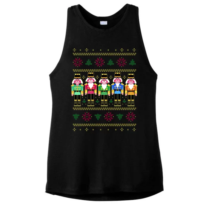 Golden Nutcracker Funny Jolly & Merry Ugly Christmas Ladies Tri-Blend Wicking Tank