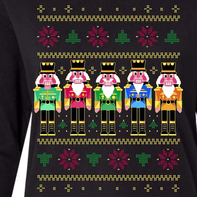 Golden Nutcracker Funny Jolly & Merry Ugly Christmas Womens Cotton Relaxed Long Sleeve T-Shirt