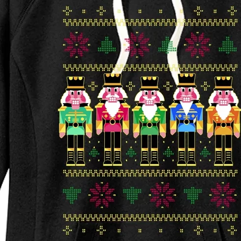 Golden Nutcracker Funny Jolly & Merry Ugly Christmas Women's Fleece Hoodie