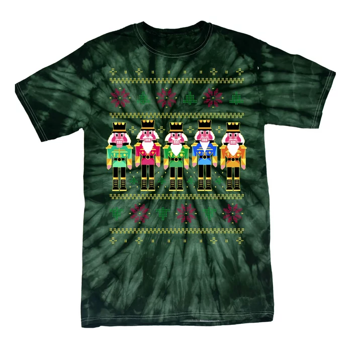 Golden Nutcracker Funny Jolly & Merry Ugly Christmas Tie-Dye T-Shirt