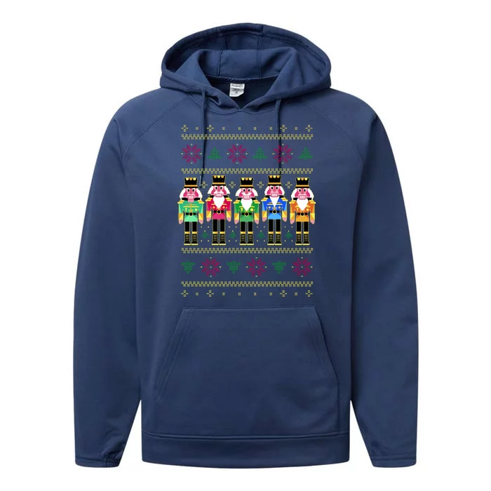 Golden Nutcracker Funny Jolly & Merry Ugly Christmas Performance Fleece Hoodie