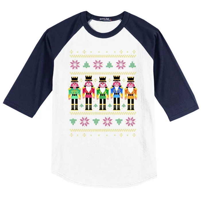 Golden Nutcracker Funny Jolly & Merry Ugly Christmas Baseball Sleeve Shirt