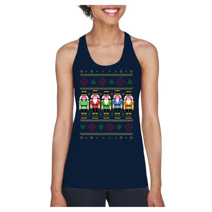 Golden Nutcracker Funny Jolly & Merry Ugly Christmas Women's Racerback Tank