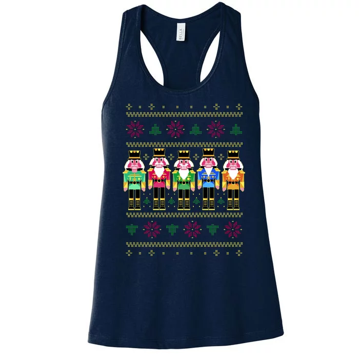 Golden Nutcracker Funny Jolly & Merry Ugly Christmas Women's Racerback Tank