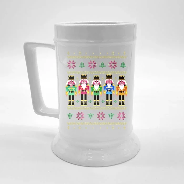 Golden Nutcracker Funny Jolly & Merry Ugly Christmas Front & Back Beer Stein