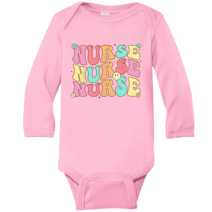 Groovy Nurse  Future Nurse Appreciation Nursing Baby Long Sleeve Bodysuit