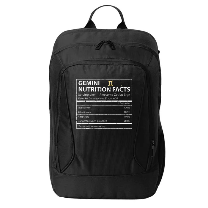 Gemini Nutrition Facts Zodiac Sign City Backpack