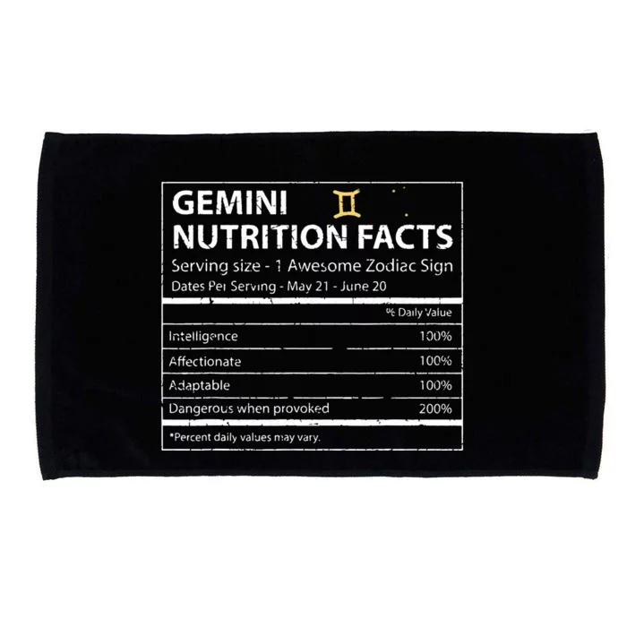 Gemini Nutrition Facts Zodiac Sign Microfiber Hand Towel