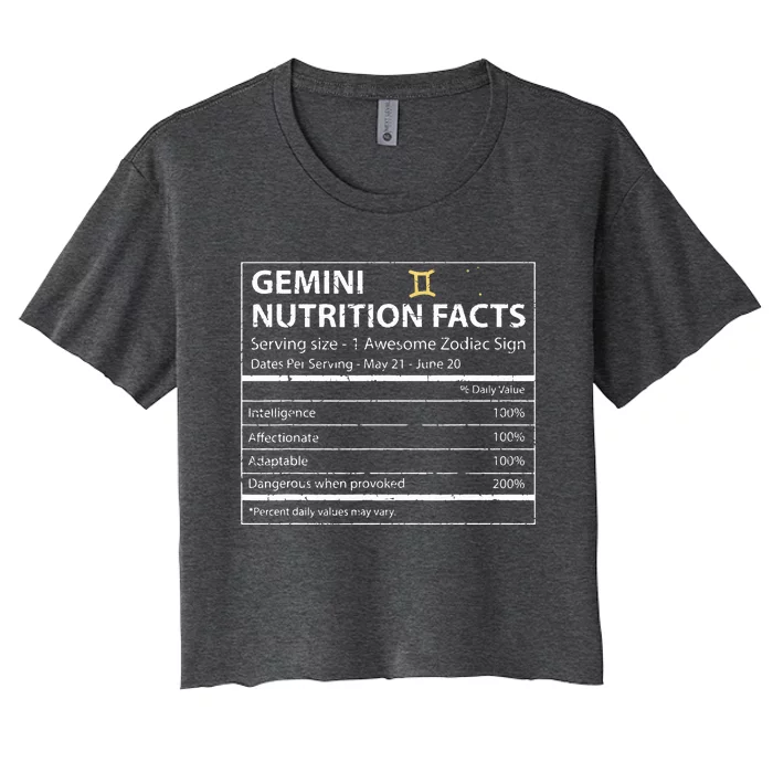 Gemini Nutrition Facts Zodiac Sign Women's Crop Top Tee