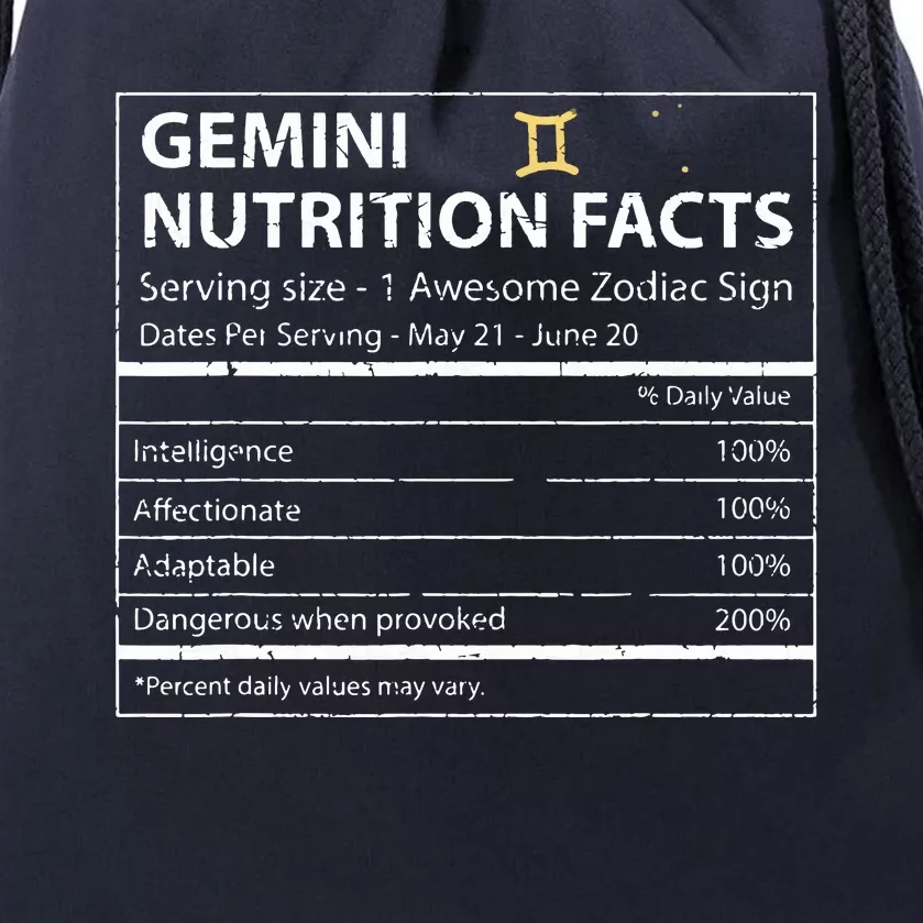 Gemini Nutrition Facts Zodiac Sign Drawstring Bag