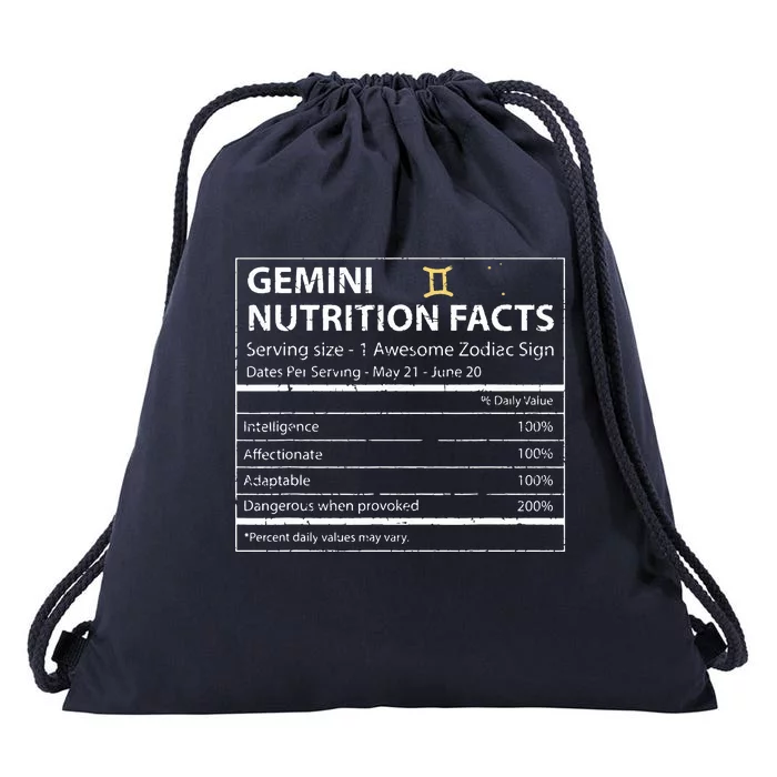 Gemini Nutrition Facts Zodiac Sign Drawstring Bag