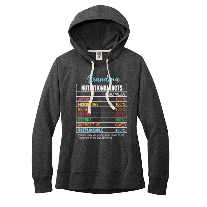 Grandma Nutritional Facts Grandparents Day Funny Women's Fleece Hoodie