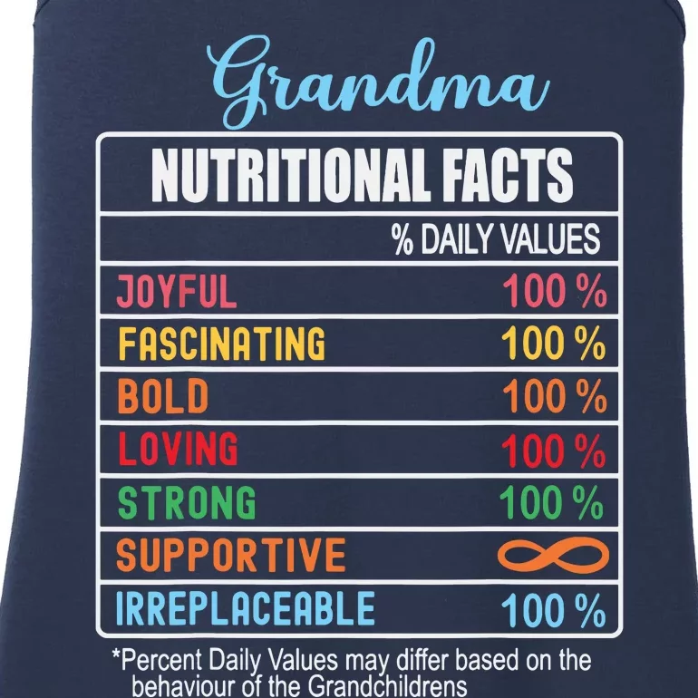 Grandma Nutritional Facts Grandparents Day Funny Ladies Essential Tank