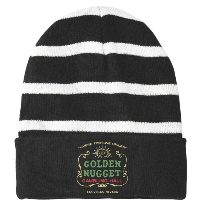 Golden Nugget Gambling Hall Vintage Las Vegas Unisex Striped Beanie with Solid Band