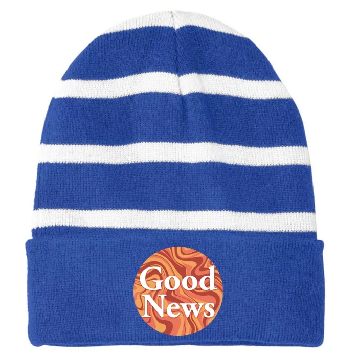 Good News Striped Beanie with Solid Band