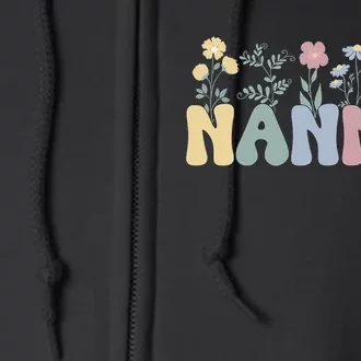 Groovy Nannie Grandmother Flowers Nannie Grandma Full Zip Hoodie