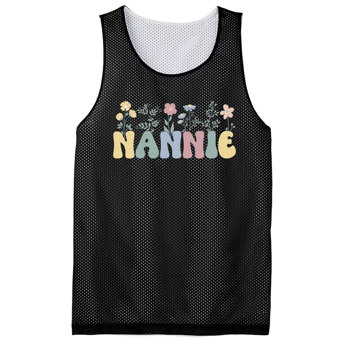 Groovy Nannie Grandmother Flowers Nannie Grandma Mesh Reversible Basketball Jersey Tank