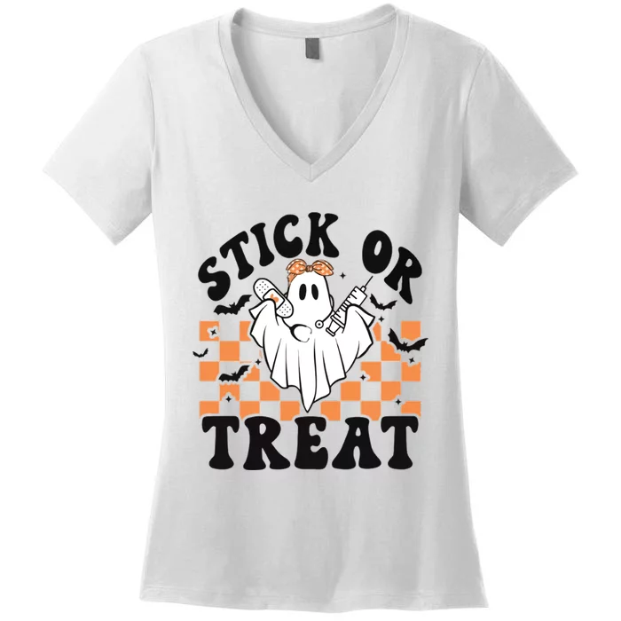 Ghost Nurse Halloween Women's V-Neck T-Shirt