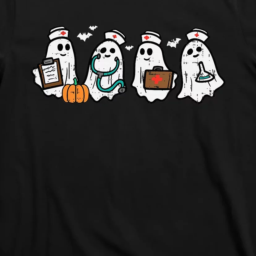 Ghost Nurses Halloween Crew Funny Costume Scrub Top T-Shirt