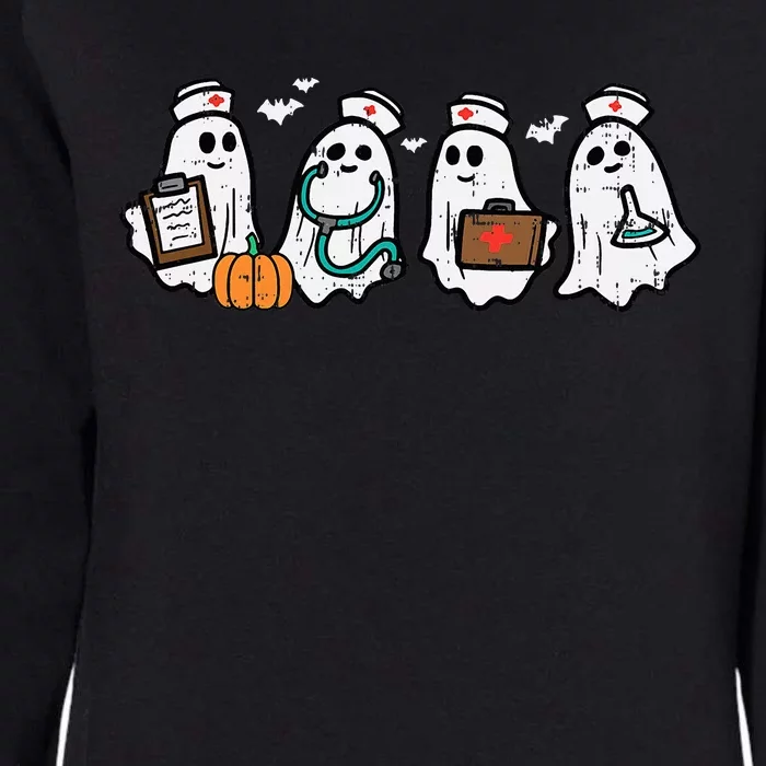 Ghost Nurses Halloween Crew Funny Costume Scrub Top Womens California Wash Sweatshirt