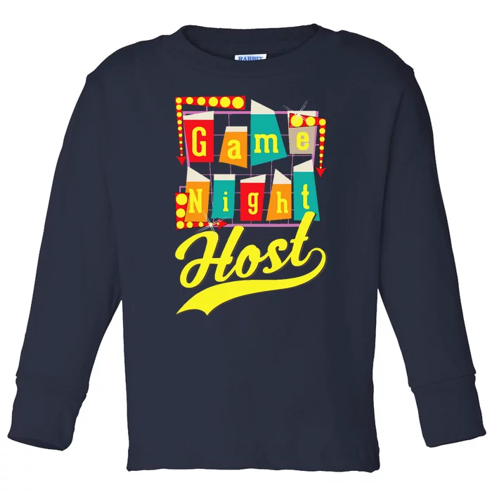 Game Night Host Family Board Game Trivia Night Toddler Long Sleeve Shirt