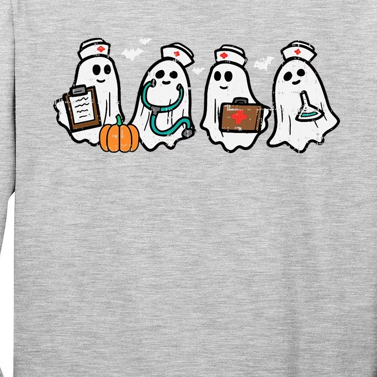 Ghost Nurses Halloween Crew Funny Costume Tall Long Sleeve T-Shirt