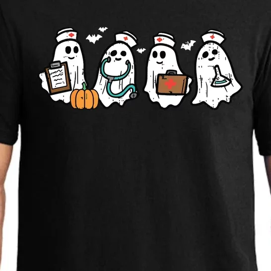 Ghost Nurses Halloween Crew Funny Costume Scrub Pajama Set