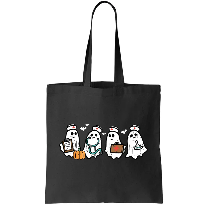 Ghost Nurses Halloween Crew Funny Costume Scrub Tote Bag