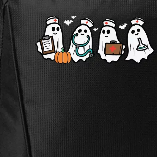 Ghost Nurses Halloween Crew Funny Costume Scrub Top Women City Backpack