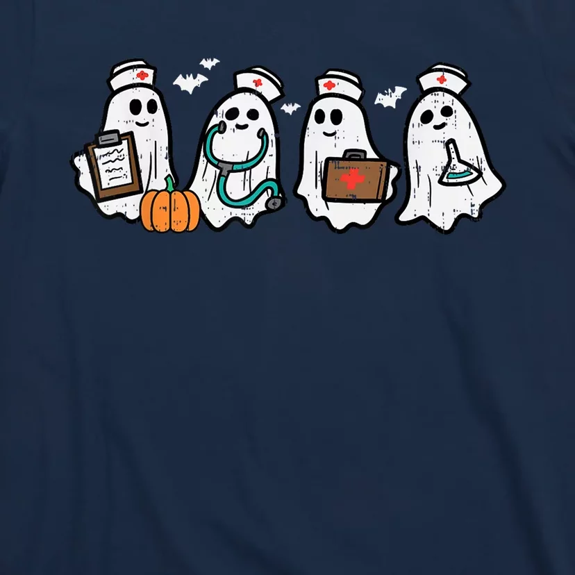 Ghost Nurses Halloween Crew Funny Costume Scrub Top T-Shirt