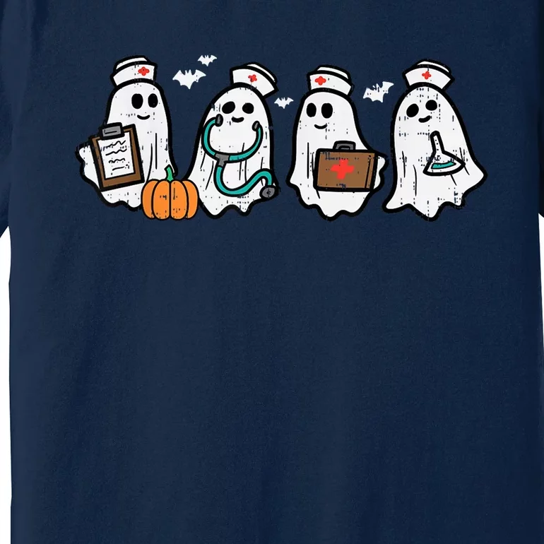 Ghost Nurses Halloween Crew Funny Costume Scrub Top Premium T-Shirt