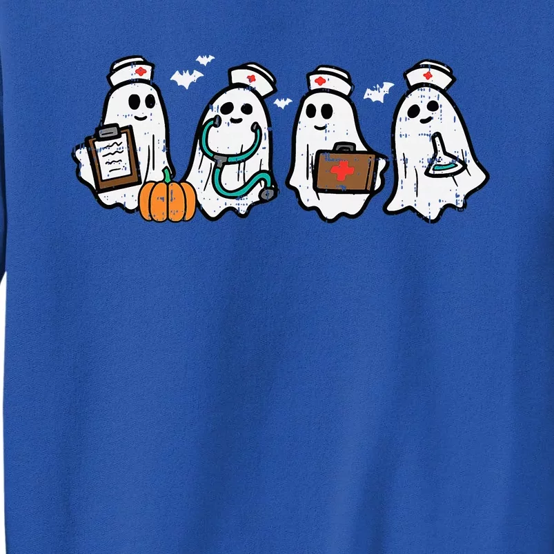 Ghost Nurses Halloween Crew Funny Costume Scrub Top Tall Sweatshirt