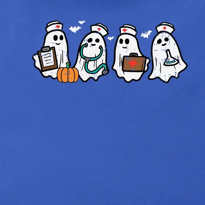 Ghost Nurses Halloween Crew Funny Costume Scrub Top Zip Tote Bag