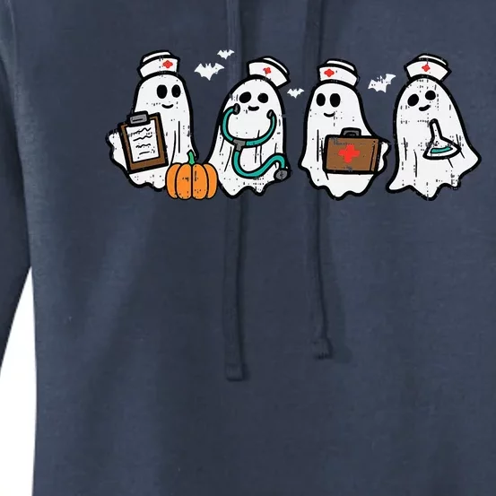 Ghost Nurses Halloween Crew Funny Costume Scrub Top Women's Pullover Hoodie