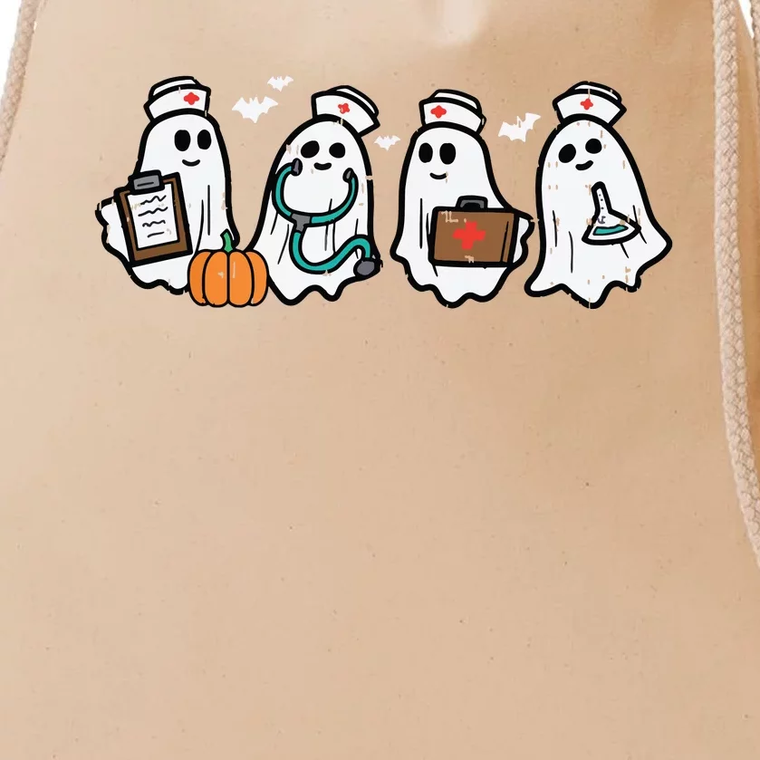 Ghost Nurses Halloween Crew Funny Costume Scrub Top Women Drawstring Bag