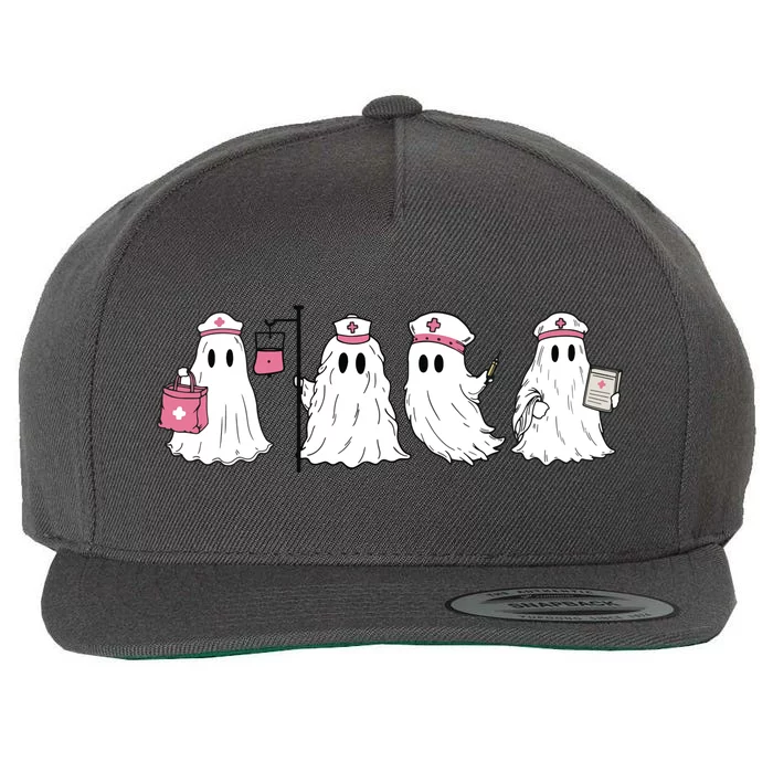 Ghost Nurse Halloween Halloween Nurse Wool Snapback Cap