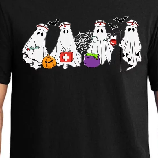 Ghost Nurses Halloween Crew Funny Costume Scrub Top Gift Pajama Set