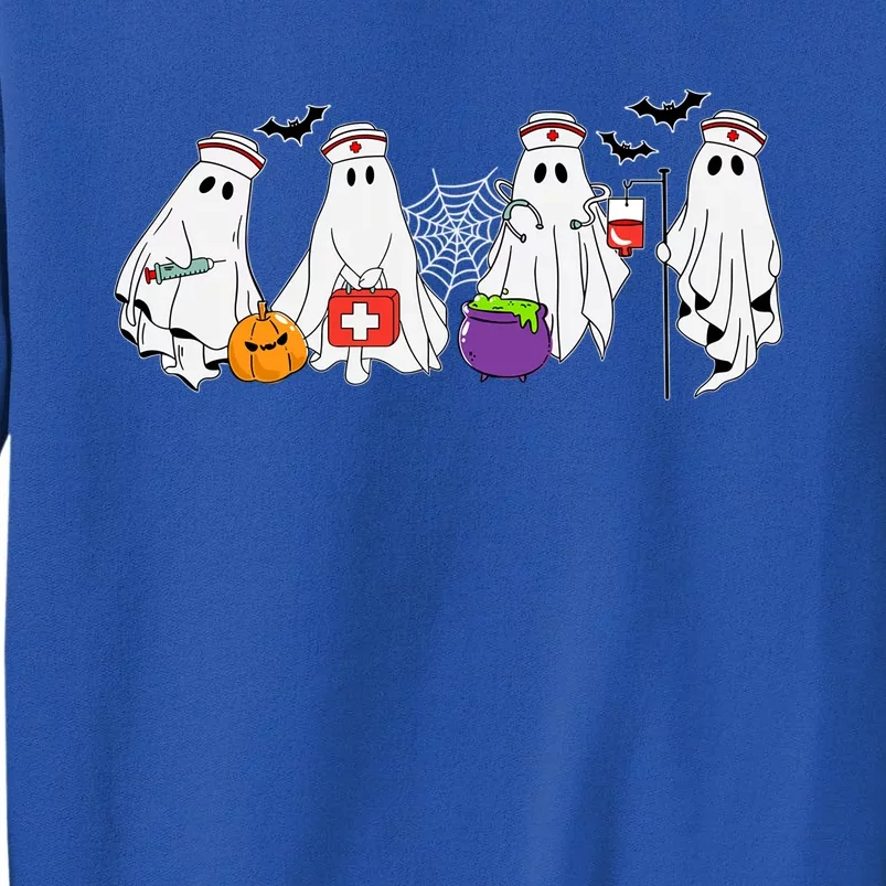 Ghost Nurses Halloween Crew Funny Costume Scrub Top Gift Tall Sweatshirt