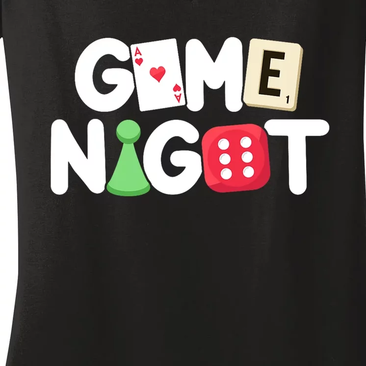 Game Night Host Board Games Trivia Night Team Women Men Women's V-Neck T-Shirt